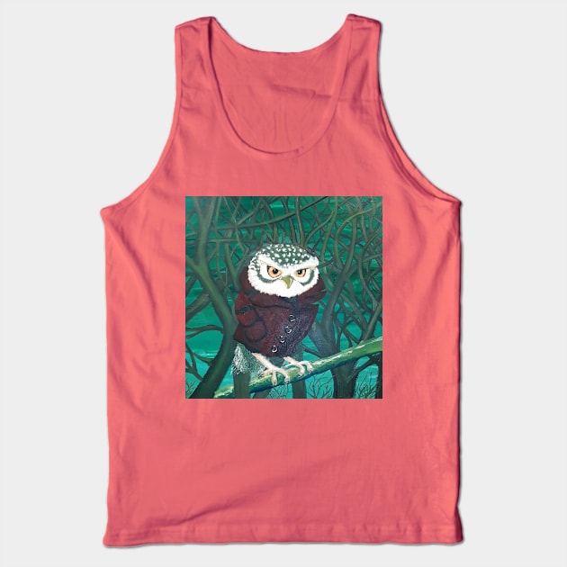 Winter Coat Owl Tank Top by Oregon333